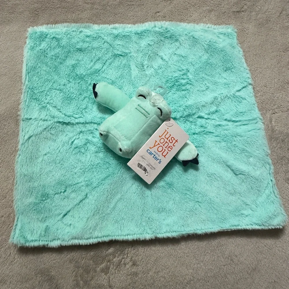 Mint Green Plush Hippo Blanket toy new